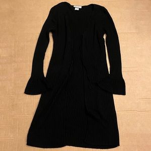 Long Black Cardigan with Front Tie